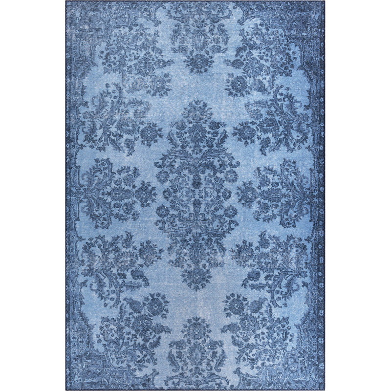 Premium Blue Area Rug, 2.5 x 5.0 Feet | 100% Polyester, 1850 g/m² | Soft 0.16 in Pile Height, Recycled Poly Cotton Underside | Ideal for Living Room, Bedroom, & Home Décor | Durable & Easy to Maintain