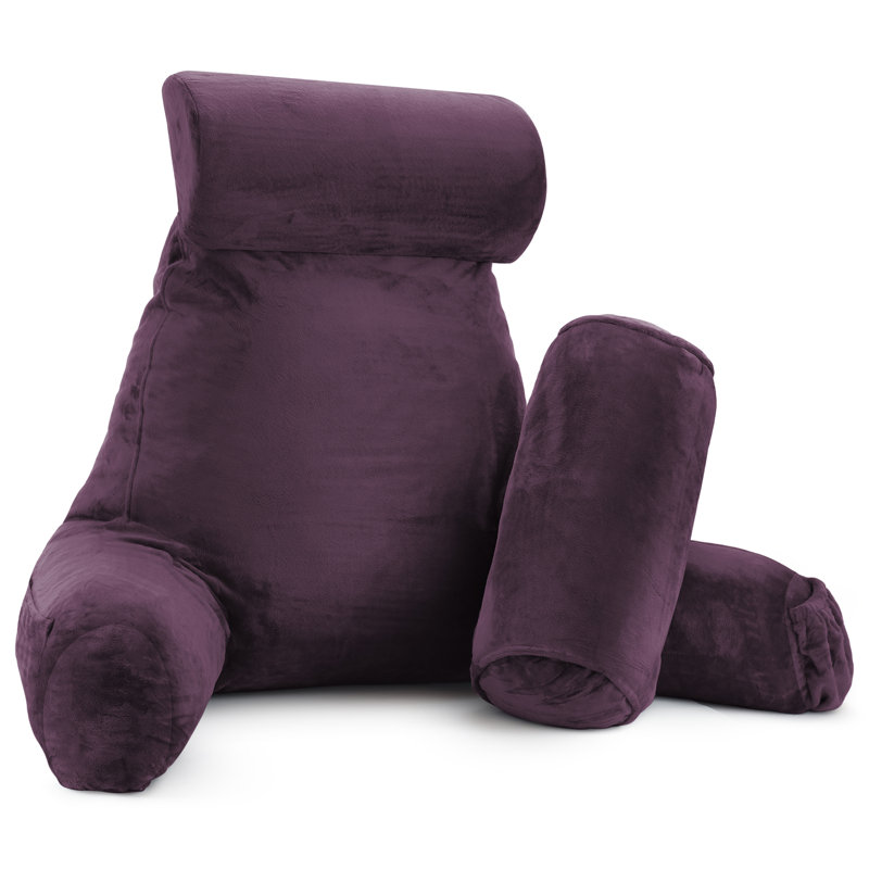Nestl Reading Back Pillow For Reading & Bed Rest, 22" H x 36" W x 13" D, Purple Eggplant