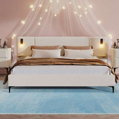 Cadre de lit chic avec lumières DEL et tablettes intégrées, aucun sommier tapissier nécessaire