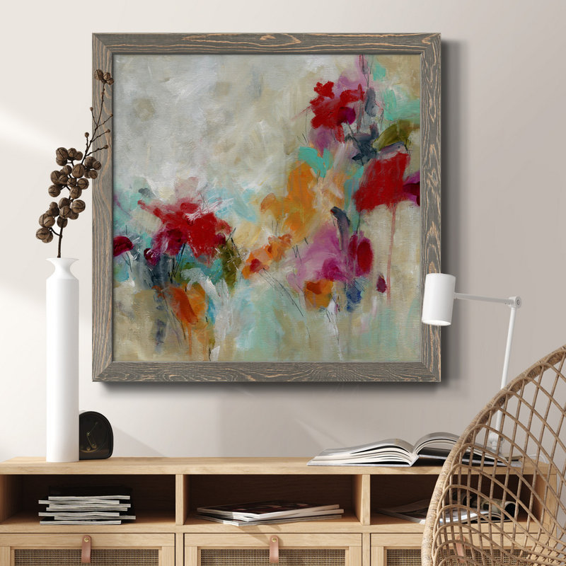 Boho Cacti I - cadre photo, reproduction d'art sur toile, H 27,5 po x l 27,5 po x P 1,5 po, Cadre gris