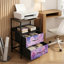 Table de chevet 2 tiroirs avec station de charge, table de chevet pour chambre avec ports USB et amp; Outlets, tablette ouverte noire, table de chevet avec fantaisie, papillons roses et roses sous la pleine lune