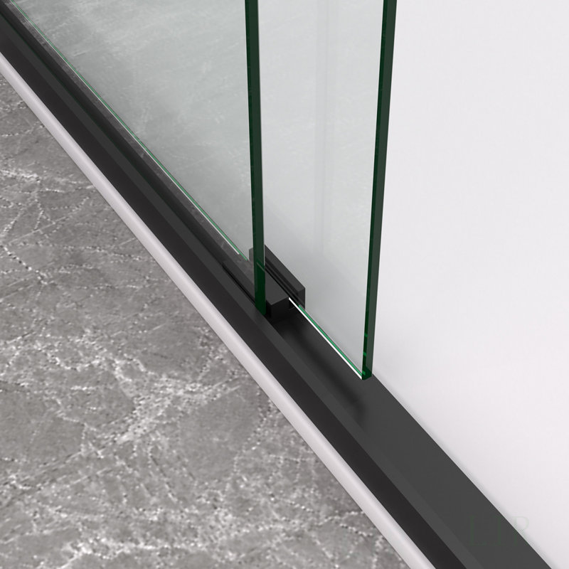 Porte de douche coulissante réglable en aluminium 44-48X72 avec verre trempé transparent et quincaillerie noire, porte de douche