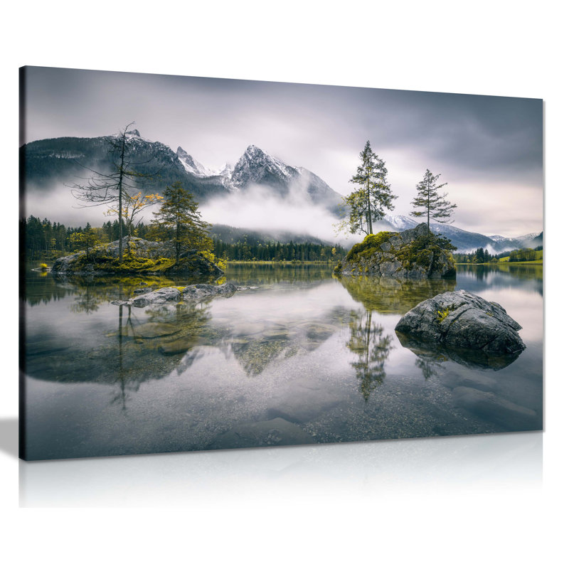 Rainy Morning At Hintersee - Wrapped Canvas Print, 20cm H x 31cm W