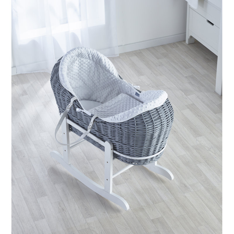 Moses Basket with Bedding with Mattress, Grey/White