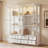 63'' W Glass Display Bookcase With LED Lighting, 4 Glass Doors And 8 Drawers