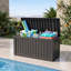 Boîte de rangement extérieure 90 gallons avec siège, boîte de rangement en résine imperméable et verrouillable-135894149