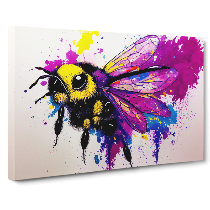 Bumble Bee Splash Abstract - Wrapped Canvas, 50cm H x 76cm W x 3cm D