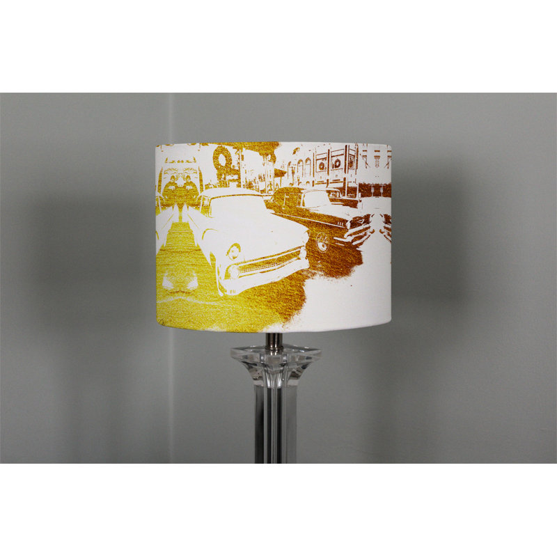Cotton Drum Lamp Shade ( Uno ), 22cm H x 25cm W x 25cm D, Yellow