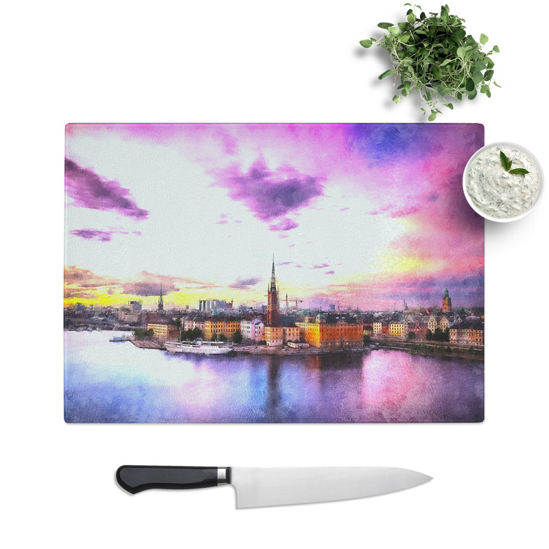 Tempered Glass Stockholm in Sweden Chopping Board, 28.5 cm x 39 cm