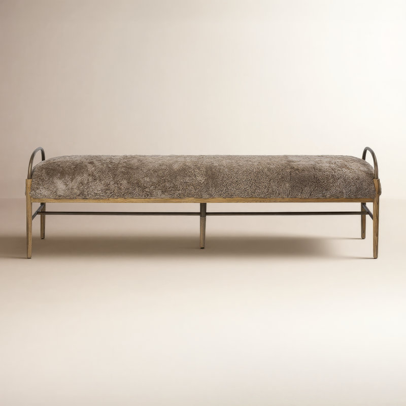 Demi Accent Bench, Taupe Shearling