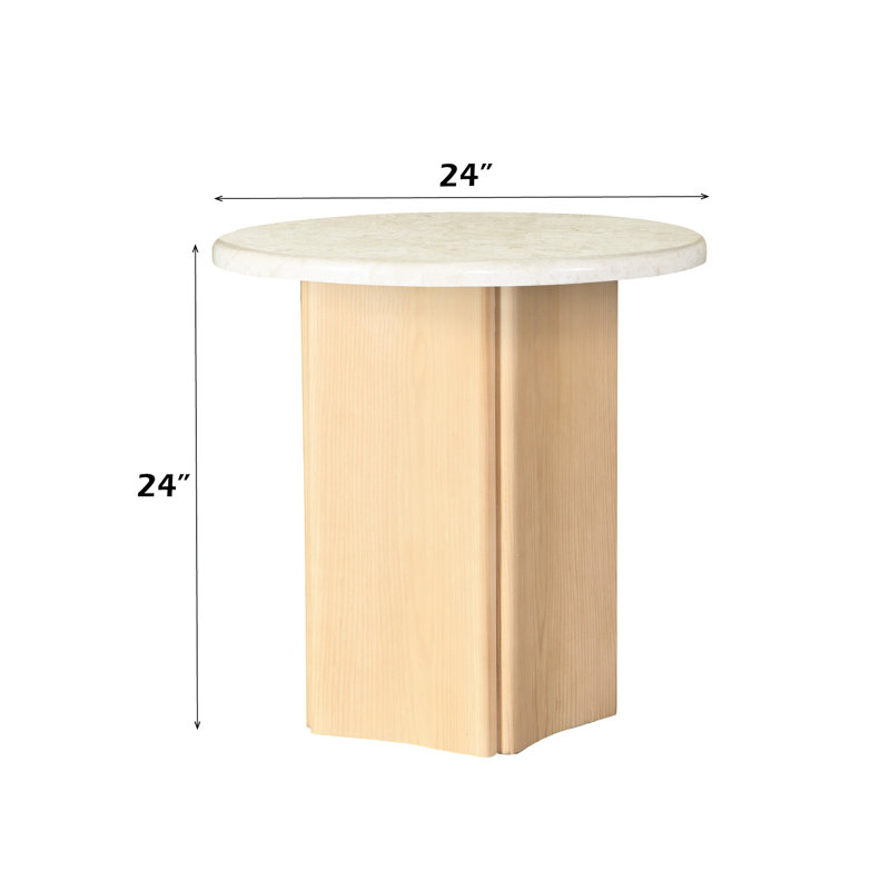 Table de bout avec plateau en marbre et finition en chêne épais de 32 mm, fabrication en résine, capacité de poids de 40 lb, plateau de 24 pouces dans toutes les dimensions, base courbée en bois, placage, limite