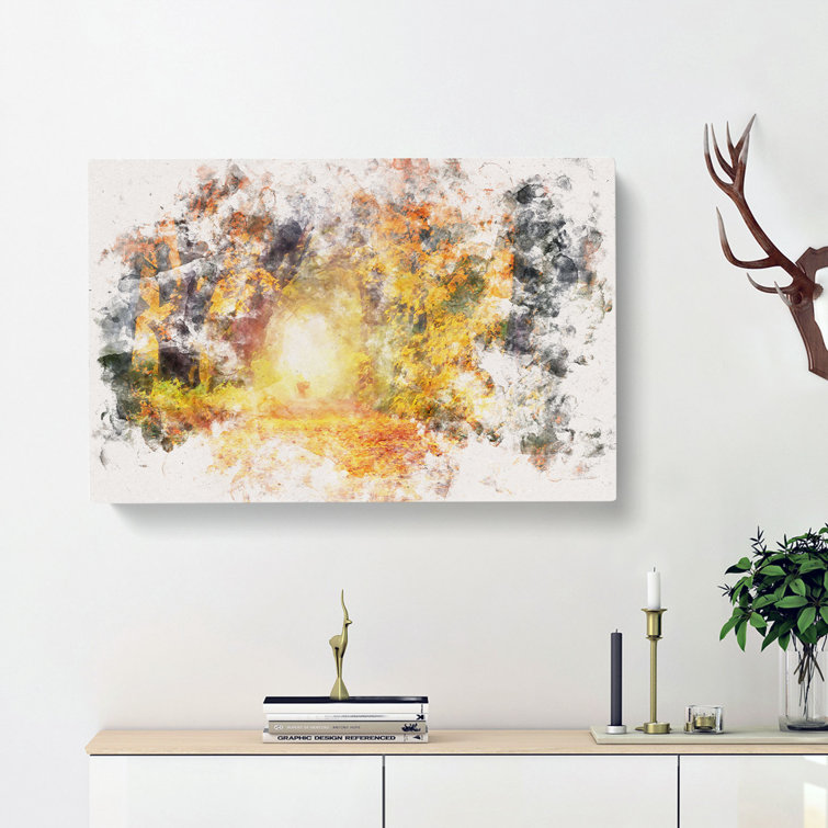 Heading Through An Autumn Forest - Wrapped Canvas Print