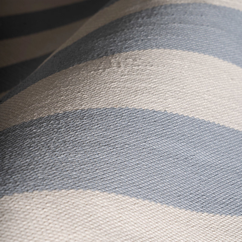 Banks Stripe Swedish Blue Handwoven Indoor/Outdoor Rug, Runner 2'6" x 8'