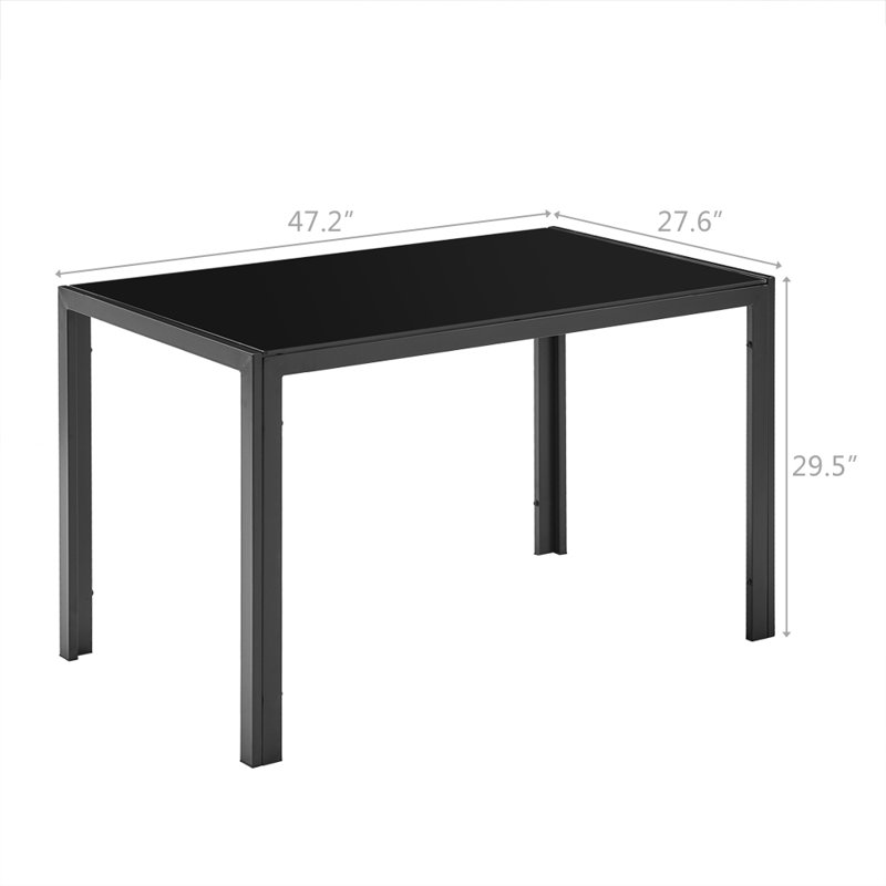 Ensemble de table de salle à manger pour 4 personnes en verre trempé et fer, 7 pièces : table, 6 chaises