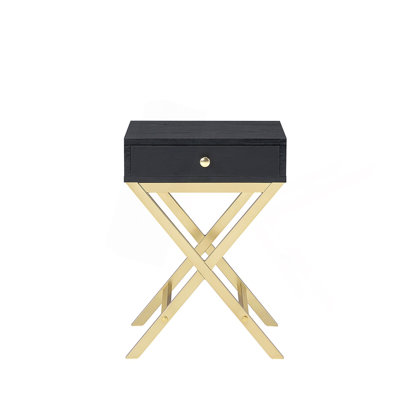 Charming Metal And Wood Accent Table With Versatile Drawer For Stylish Spaces