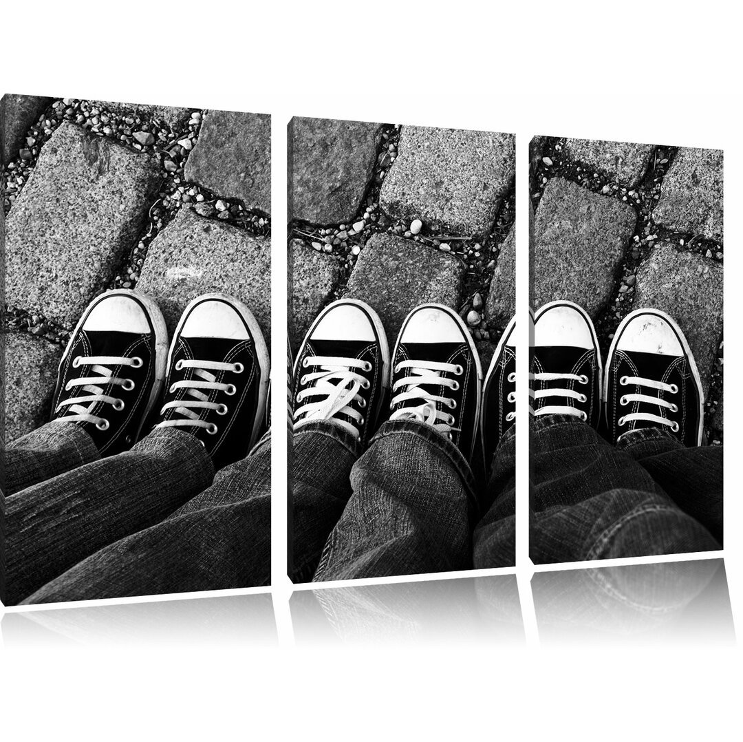 3-tlg. Leinwandbilder-Set „Schwarz weiße Chucks", Fotodruck