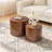 Nesting Coffee Table Set of 2, Modern Round Coffee Table, Wooden Circle Accent Tables for Small Spaces Living Room Bedroom Balcony Office Drum Side Table, Brown Burl-1990382493