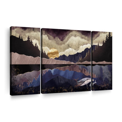 «Lake Lake Abstract Landscape», ensemble de 3 pièces sur toile par Jennifer T
