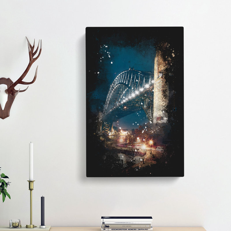 Sydney Harbour Bridge Australia Abstract - Wrapped Canvas Painting, 60cm H x 40cm W x 3cm D