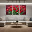 Plantes et fleurs, tulipes rouges sur fond foncé, ensemble de 3 reproductions d'art sur toile-1673666746