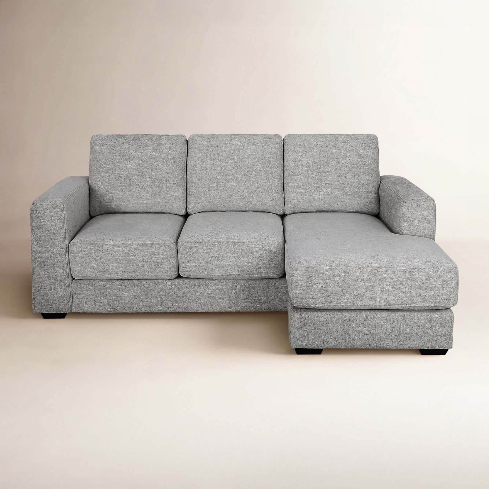 Upholstered Reversible Chaise Sectional, Gray 100% Polyester