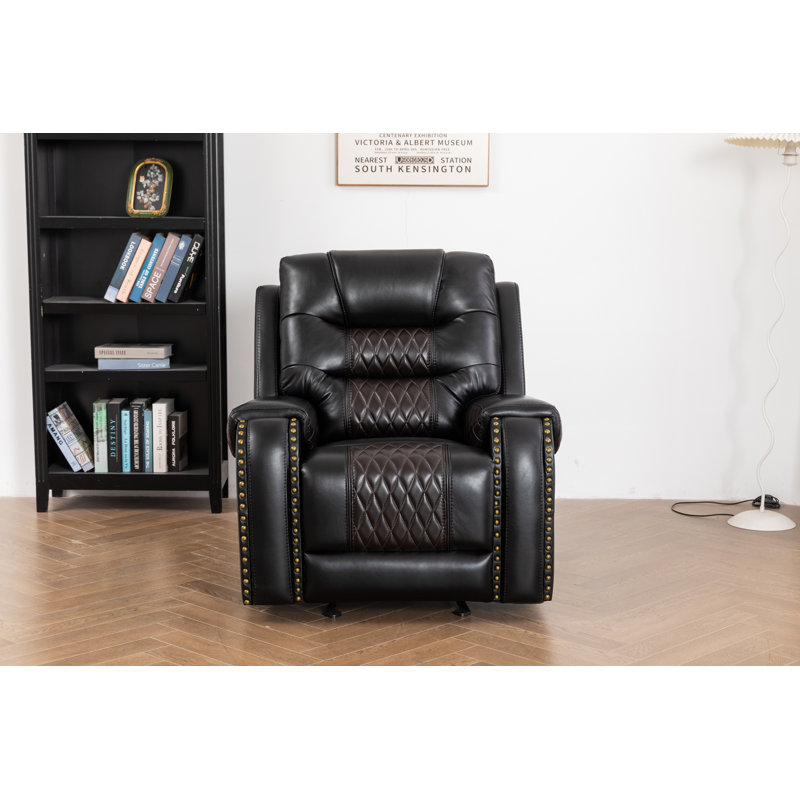 Fauteuil inclinable et berçant en cuir Ilyia, Similicuir brun / noir