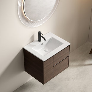 24 Inch Rectangle Bathroom Vessel Sink, Ceramic Bathroom Vanity Sink Top Without Overflow