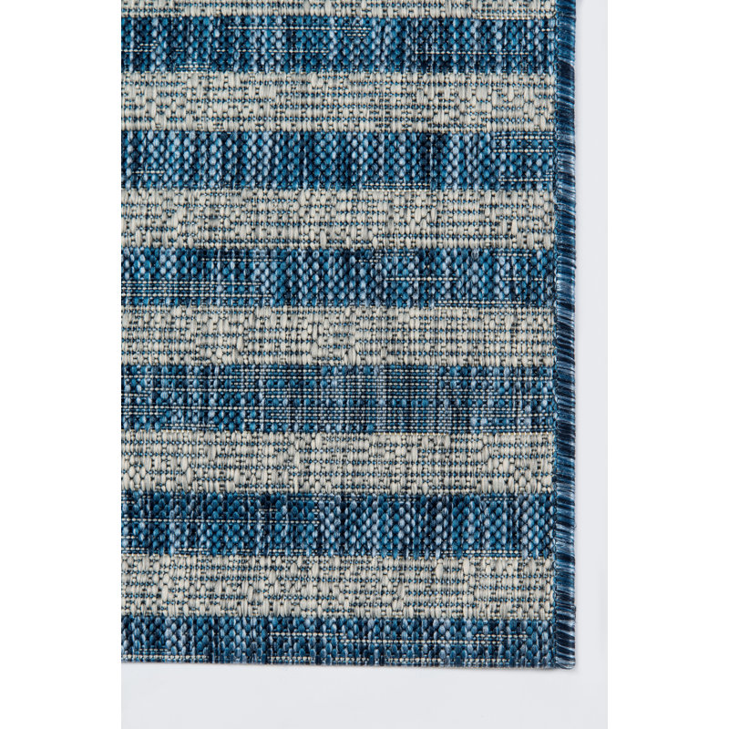 Tapis géométrique bleu en polypropylène tissé à la machine, Rectangle 2 pi x 3 pi