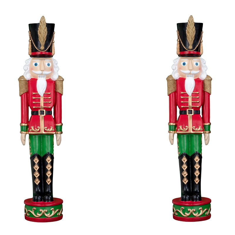 Casse-noisette de Noël 37 pouces - rouge et vert classique (ensemble de 2)