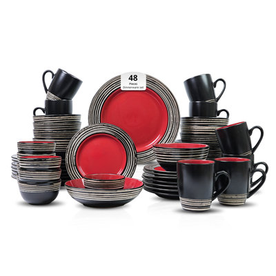  HomeVSS 48-Piece Tree Bark Stoneware Dinnerware Set, Service for 8