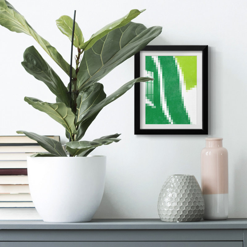 Pixel Leaves I -Framed Print, 25.5" H x 17.5" W, Black