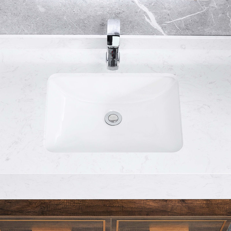 Lavabo de salle de bain rectangulaire en céramique - blanc, trop-plein, insonorisant, chauffant, antirouille et antirouille, robinet mural ou lavabo sous-comptoir blanc absorbant, rouille sans trous