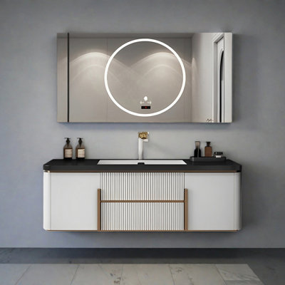Armoire de salle de bain crème