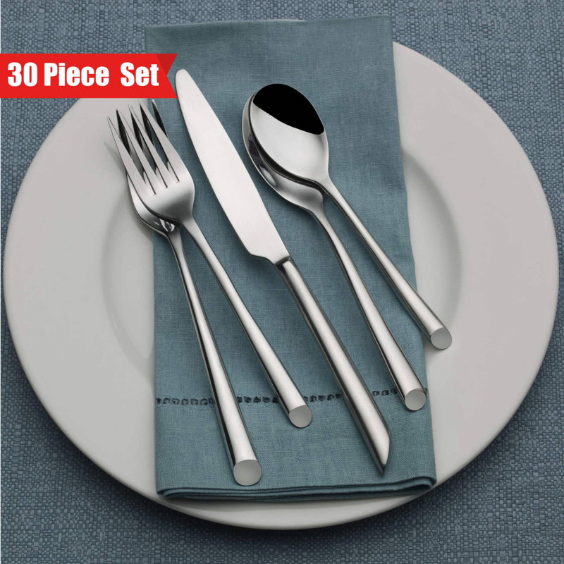 High-End 30Pcs Silverware Set, Forged Stainless Steel Flatware Set, Service For 6