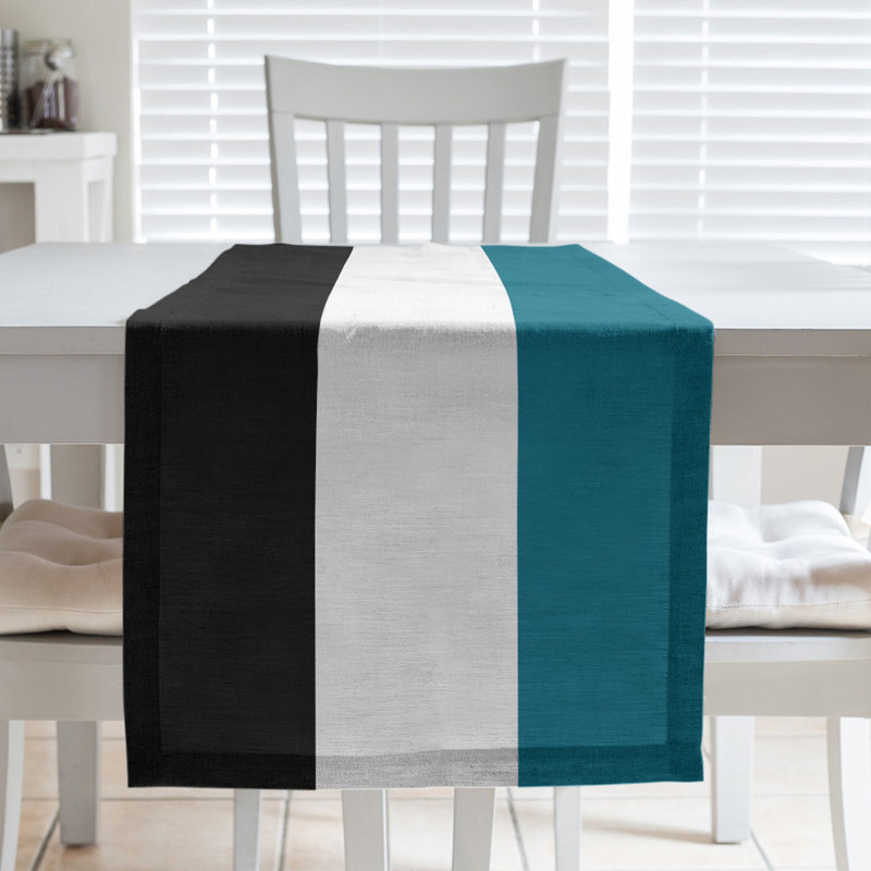 Cleveland Throwback Football Stripes Table Runner, 72" L x 16" W, Polyester, Jacksonville Throwback Football Dark Teal/Black