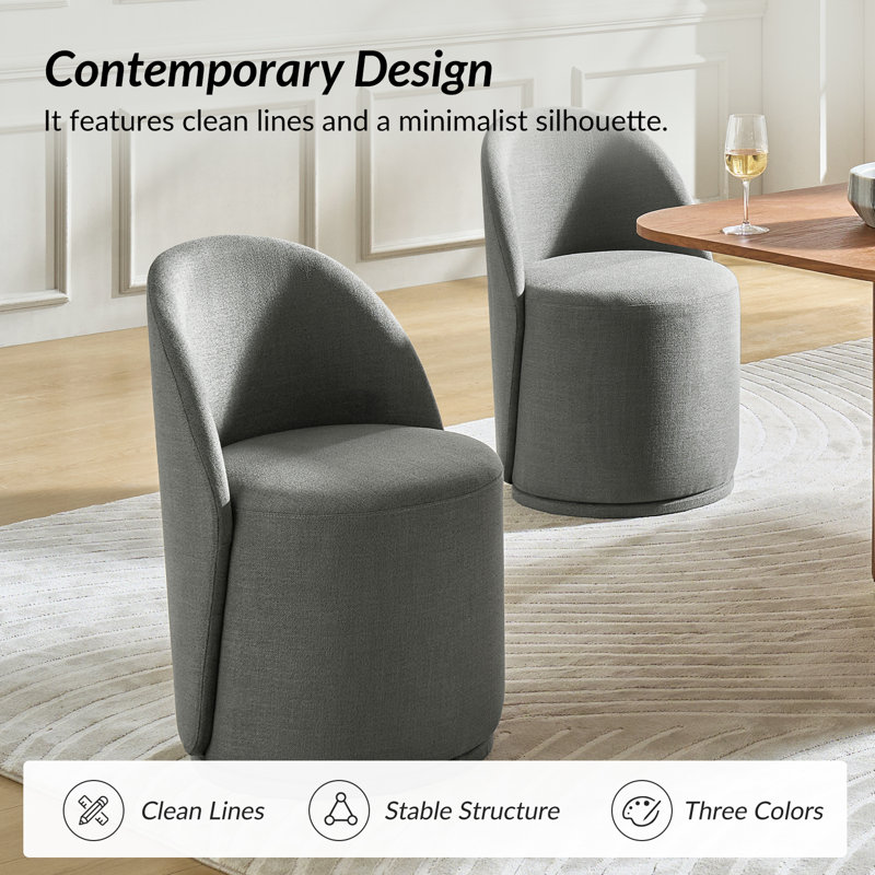 Clester Modern Upholstered Fully Assembled Swivel Dining Chair Set, Charcoal, 6