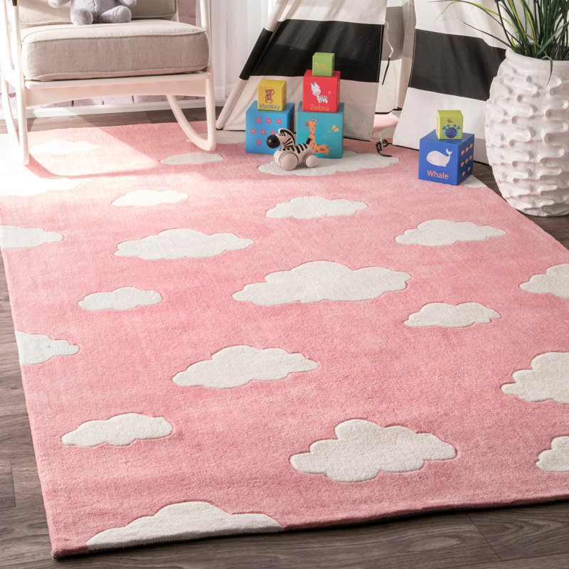 Tapis rose touffeté fabriqué à la main Abbas Cloudy Sachiko, Rectangle 3 pi 6 po x 5 pi 6 po