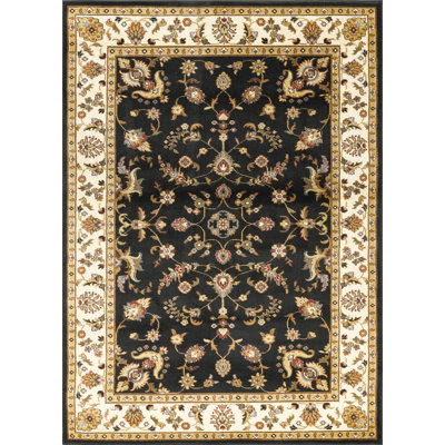 Tapis noir en polypropylène à motif traditionnel X 3 pi | Idée de cadeau