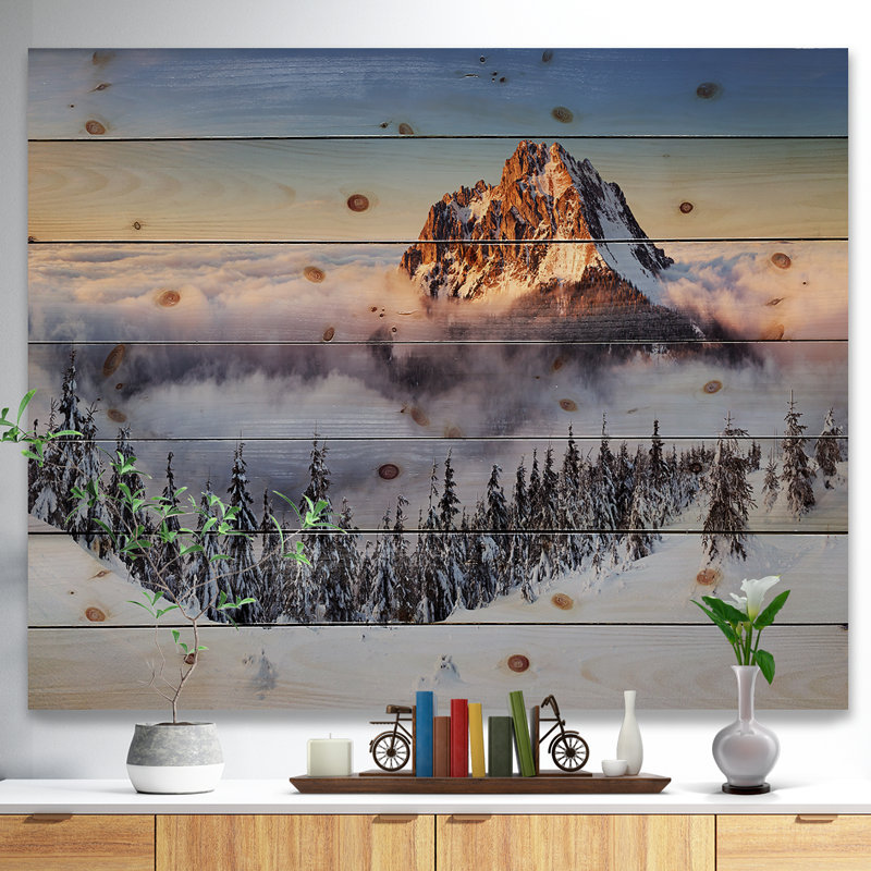 «Winter Mountain Landscape», photographie, H 30 po x l 40 po x P 1,5 po, Bois