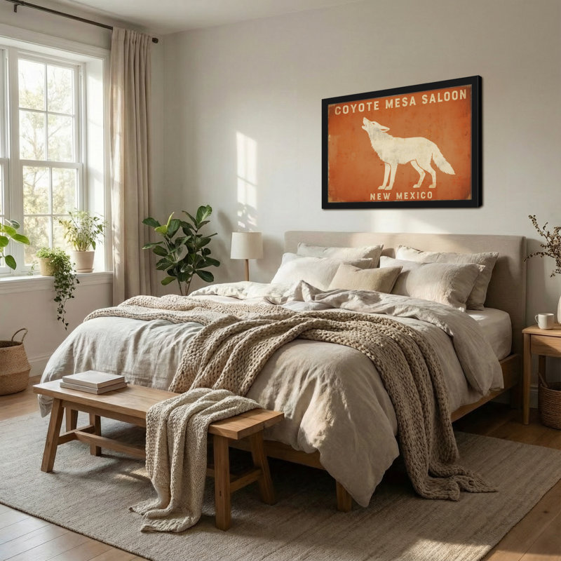 Coyote animaux sur fond de signe rustique, H 12 po x l 18 po