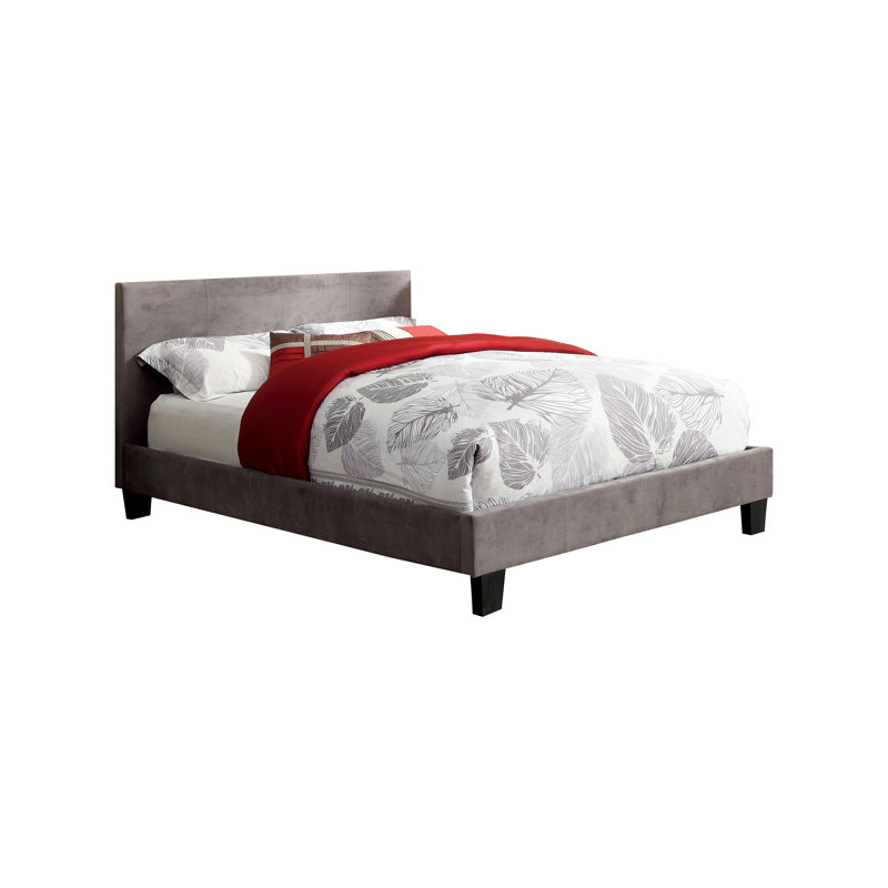 Keilianys Upholstered Low Profile Platform Bed, Gray, King