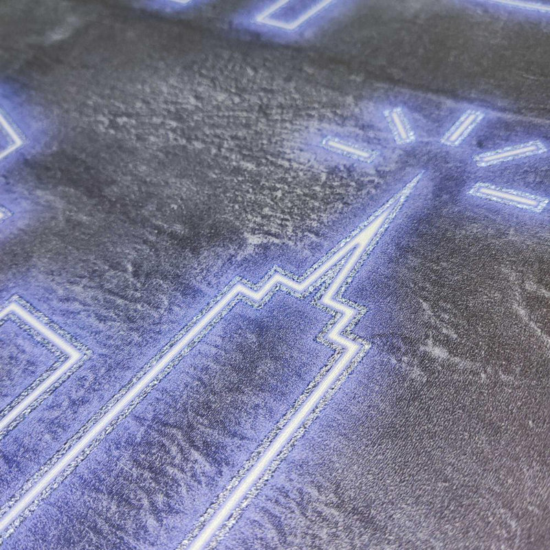Papier peint bleu Neon City Skyline
