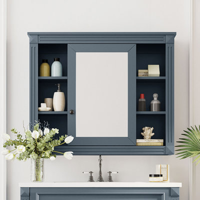 Armoire de rangement de salle de bain murale, armoire à pharmacie, armoire de salle de bain moderne avec miroir, armoire à miroir (meuble-lavabo non inclus)