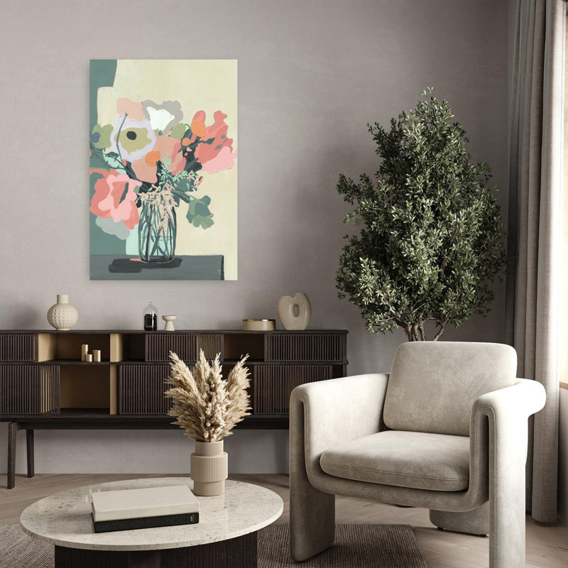 Art floral abstrait contemporain découpé, H 36 po x l 24 po