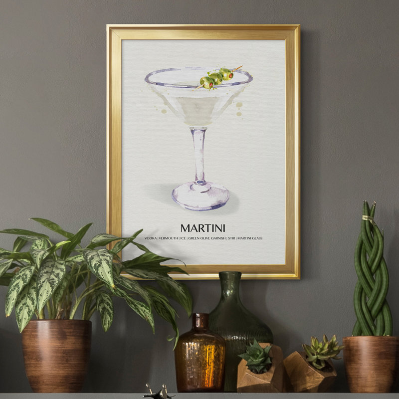 Reproduction encadrée de qualité supérieure Martini - prête à être accrochée, Or, H 18,5 po x l 24,5 po x P 1,5 po
