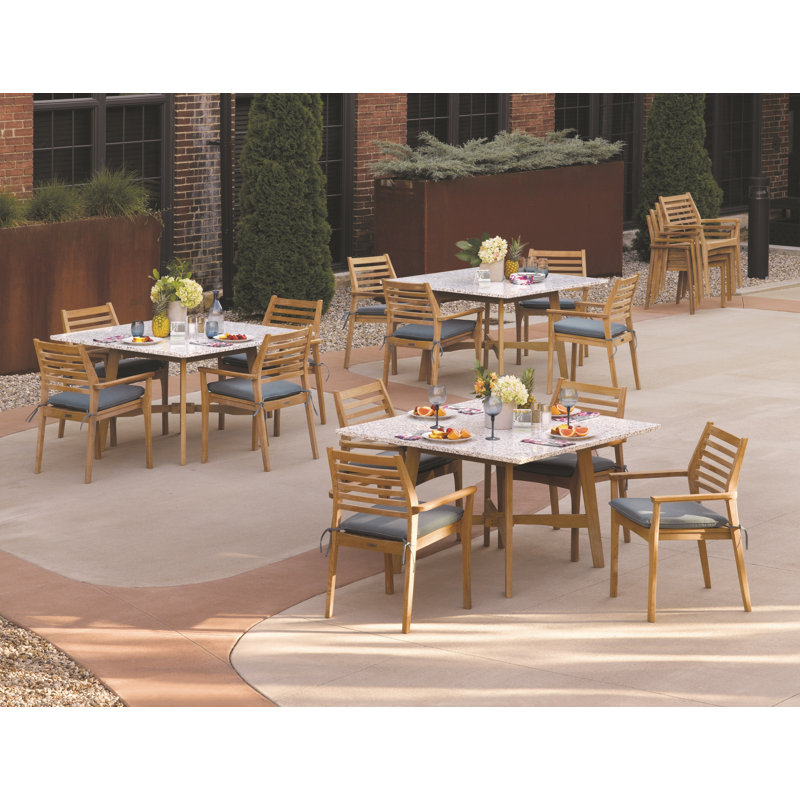 Mera Stacking Patio Dining Chair, Natural Teak
