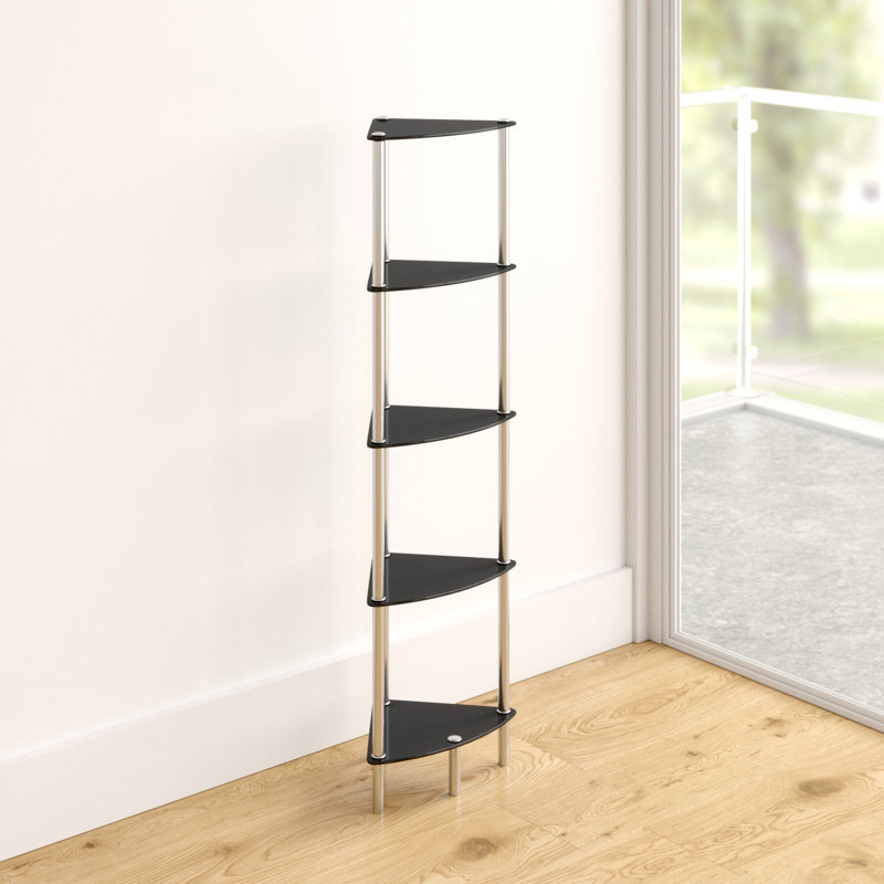 Polo 135cm H x 38.5cm W Steel Corner Bookcase, Black