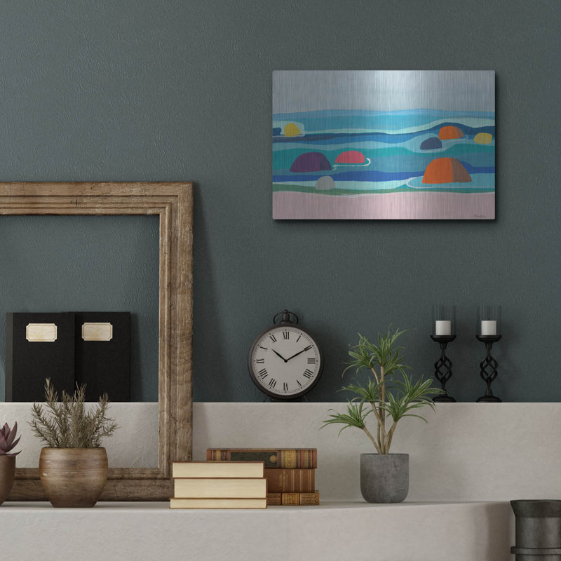 Winston Porter «Marine Layers No. 4» par Jan Weiss, art mural en métal, H 12 po x l 16 po
