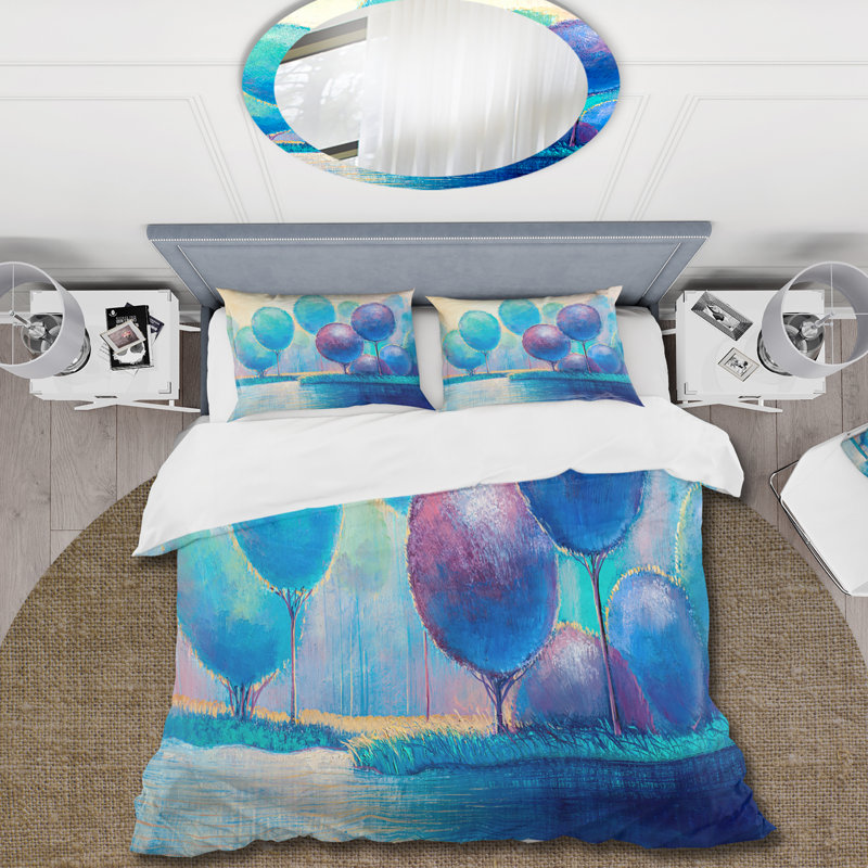 Ensemble de housse de couette Modern V - Colorful Microfiber Polyester, Housse de couette pour très grand lit et 2 très