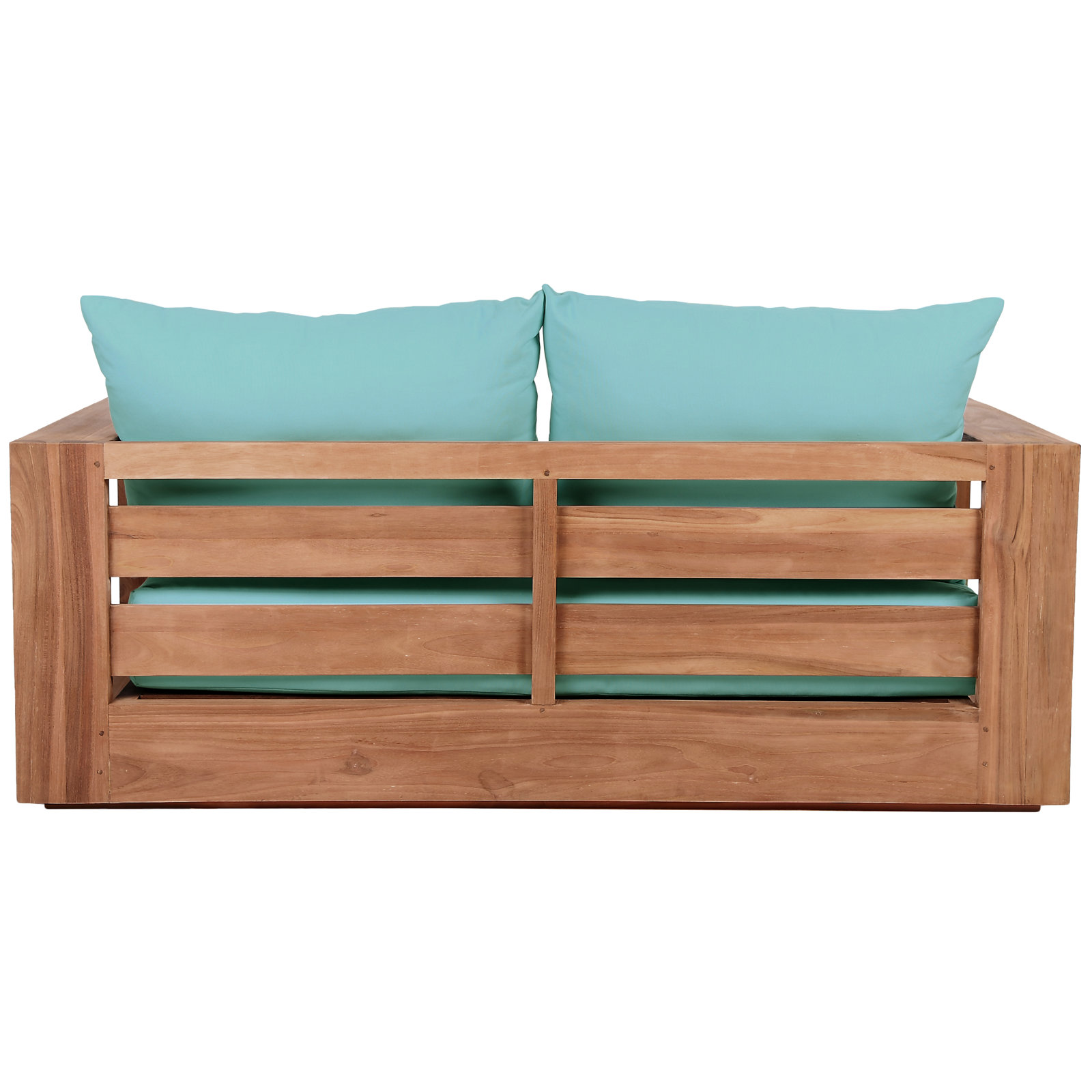 Tulum 63" Teak Patio Loveseat, Sea Blue